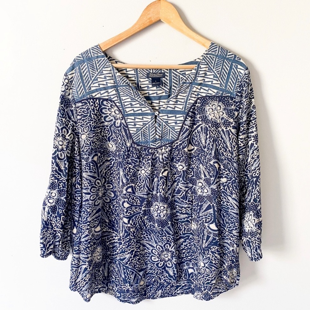 Lucky Brand Blue Boho Paisley Shirt Size Large